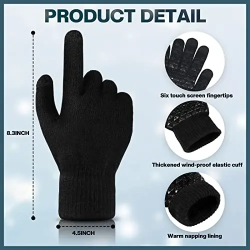 SATINIOR 6 PCS Winter Warm Beanie Hat Fleece Cap and Touchscreen Thermal Anti-Slip Gloves - SATINIOR (1)