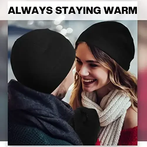 SATINIOR 6 PCS Winter Warm Beanie Hat Fleece Cap and Touchscreen Thermal Anti-Slip Gloves - 6