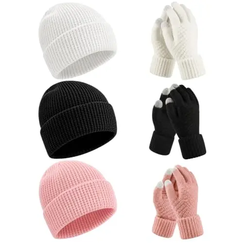 SATINIOR 6 Pieces Women Knit Beanie Hats | Soft Skull Cap Beanie, Warm Outdoor Commute, Christmas Gift Bundle - 1