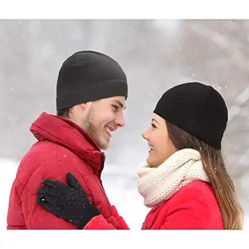 SATINIOR 6 PCS Winter Warm Beanie Hat Fleece Cap and Touchscreen Thermal Anti-Slip Gloves - 7