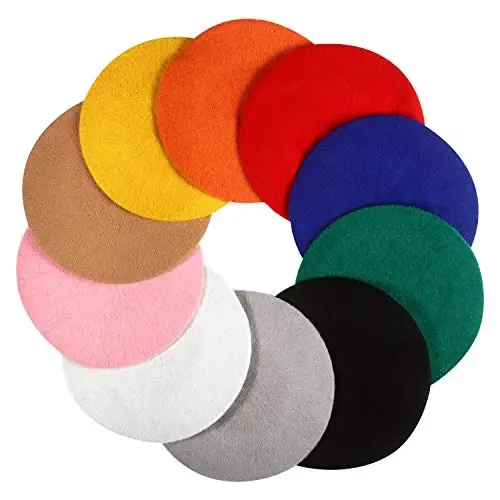 SATINIOR 10 Piece Artificial Wool Beret for Woman, Artist Hat, French Style Polyester Beret Hat Set - 5