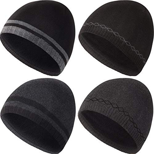 SATINIOR Men Warm Beanie Hat Winter Knitted Cuffed Hat Ski Skull Cap Fleece Lined Beanie - 1