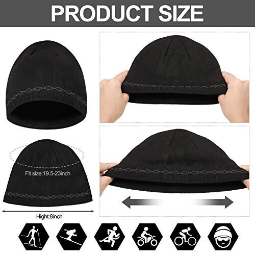 SATINIOR Men Warm Beanie Hat Winter Knitted Cuffed Hat Ski Skull Cap Fleece Lined Beanie - 5