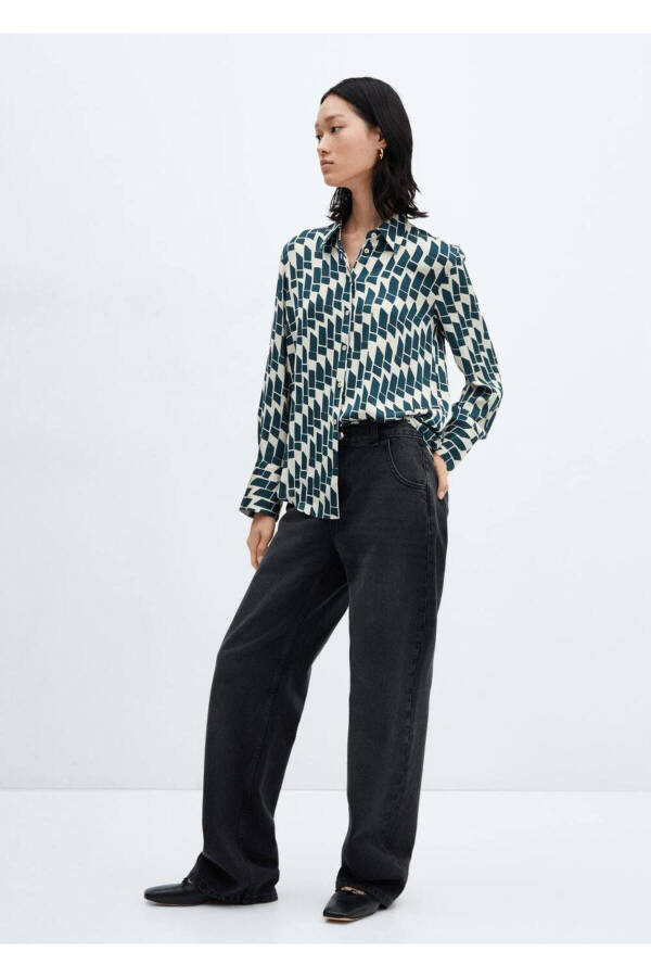 Сатиновая свободная рубашка - 6