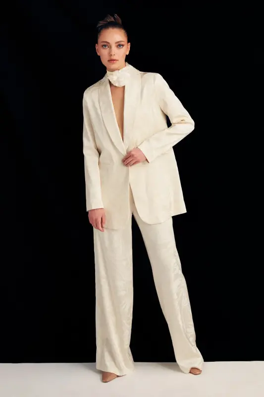 Сатиновые Брюки с Узором - Экрю-ЭКРЮ - SATEEN