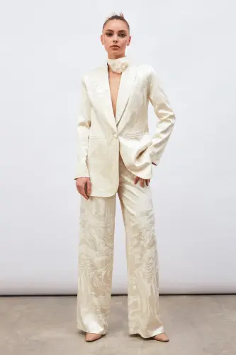 Сатиновые Брюки с Узором - Экрю-ЭКРЮ - SATEEN (1)