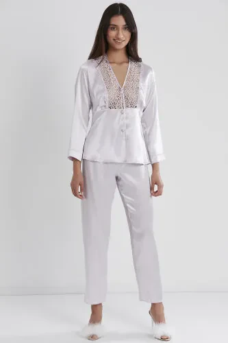 Сатиновый ночной комплект халат пижама шорты 6-местный комплект приданого невесты - 6955 - 7