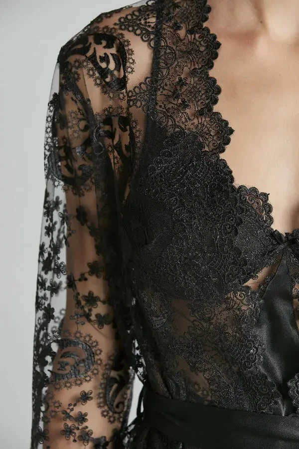 Сатиновый ночной халат пижама комплект шорты комплект 6 штук свадебный набор - 6225 - 4