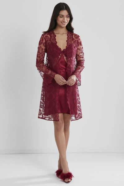 Сатиновый ночной халат пижама комплект шорты набор из 6 предметов приданое невесты - 6225 - PIERRE CARDIN (1)