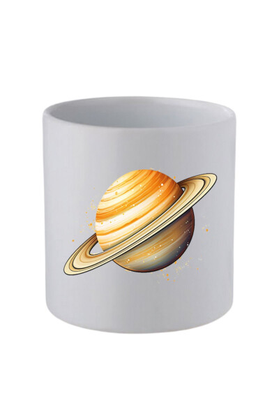 Saturn Printed Handleless Mug Birthday Gifts - Ceramic Coffee, Water Gift Mug - LILI HEDIYELIK