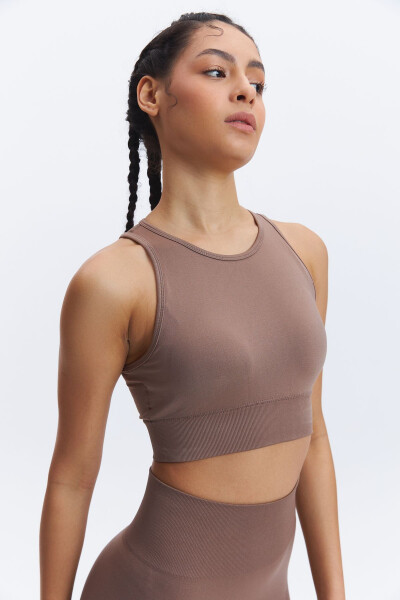 Satya Seamless/dikişsiz Halter Yaka Spor Sütyeni Yoga Büstiyeri-kahverengi - 4