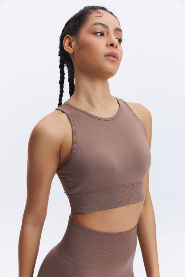 Satya Seamless/dikişsiz Halter Yaka Spor Sütyeni Yoga Büstiyeri-kahverengi - 4