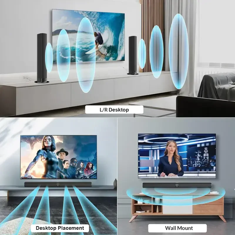 Саундбар COWIN для ТВ-динамика Soundbar, Bluetooth и проводное подключение 2-в-1, разъемный настенный монтаж, домашний аудиотеатр (BT5.0/оптический/AUX/пульт ДУ) 32 дюйма - 3