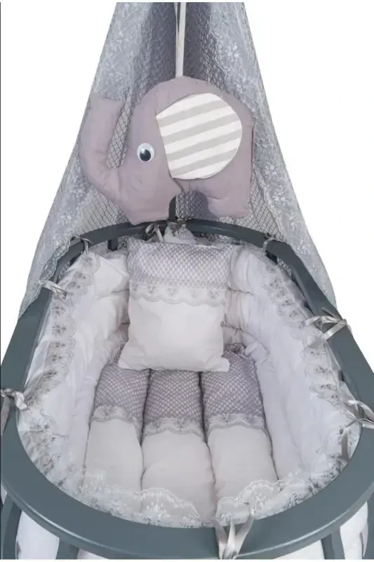 Savatcha Beshik Yog'och Beshik Uyqu Setli Tabiiy Yog'och Beshik Bambuk00-Kulrang - 2