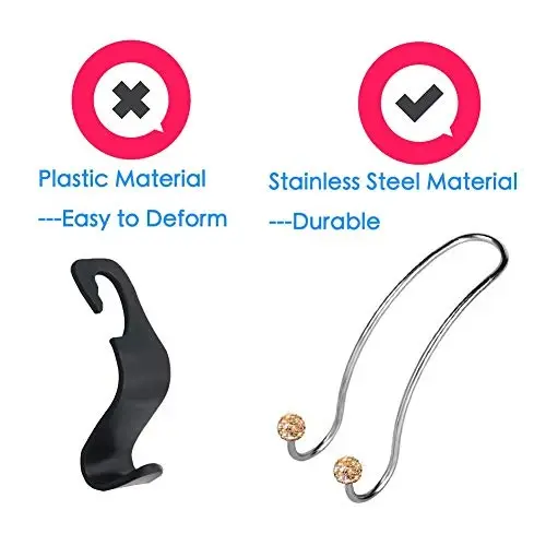SAVORI Auto Hooks Bling Car Hangers Organizer Seat Headrest Hooks Strong and Durable Backseat Hanger Storage Universal for SUV Truck Vehicle 2 Pack (Gold) - 4