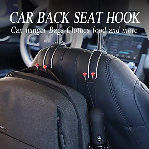 SAVORI Auto Hooks Bling Car Hangers Organizer Seat Headrest Hooks Strong and Durable Backseat Hanger Storage Universal for SUV Truck Vehicle 2 Pack (Red) - 6