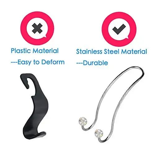 SAVORI Auto Hooks Bling Car Hangers Organizer Seat Headrest Hooks Strong and Durable Backseat Hanger Storage Universal for SUV Truck Vehicle 2 Pack (White) - 4