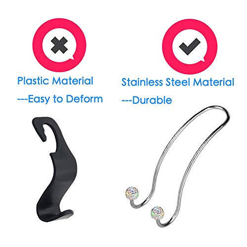 SAVORI Avto Kancalari Bling Avtomobillar Uchun Asqich Organizator Koltuk Bosshi Kancalari Mustahkam va Chidamli Orqa O'rindiq Asqich Saqlash SUV Yuk Mashinasi Uchun Universal 2 ta Paket (AB) - 4