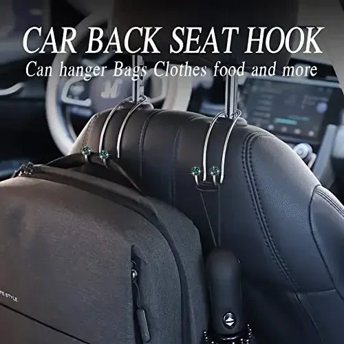 SAVORI Auto Hooks Bling Car Hangers Organizer Seat Headrest Hooks Strong and Durable Backseat Hanger Storage Universal for SUV Truck Vehicle 2 Pack (Dark Green) - 2