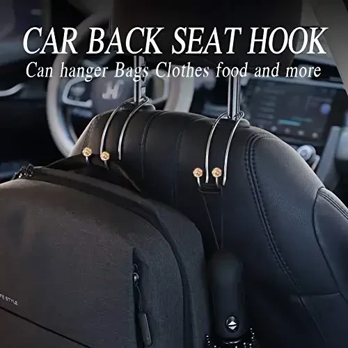 SAVORI Auto Hooks Bling Car Hangers Organizer Seat Headrest Hooks Strong and Durable Backseat Hanger Storage Universal for SUV Truck Vehicle 2 Pack (Gold) - 6