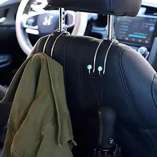 SAVORI Auto Hooks Bling Car Hangers Organizer Seat Headrest Hooks Strong and Durable Backseat Hanger Storage Universal for SUV Truck Vehicle 2 Pack (Sky Blue) - 7