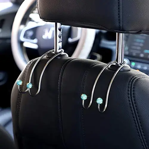 SAVORI Auto Hooks Bling Car Hangers Organizer Seat Headrest Hooks Strong and Durable Backseat Hanger Storage Universal for SUV Truck Vehicle 2 Pack (Sky Blue) - 3