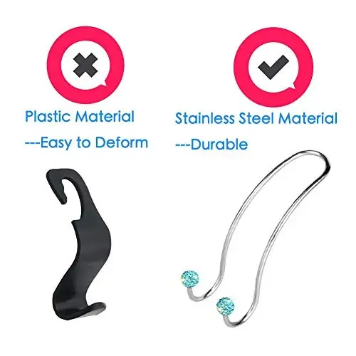 SAVORI Auto Hooks Bling Car Hangers Organizer Seat Headrest Hooks Strong and Durable Backseat Hanger Storage Universal for SUV Truck Vehicle 2 Pack (Sky Blue) - 4
