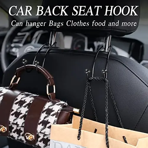 SAVORI Auto Hooks Bling Car Hangers Organizer Seat Headrest Hooks Strong and Durable Backseat Hanger Storage Universal for SUV Truck Vehicle 2 Pack (Black A) - 2