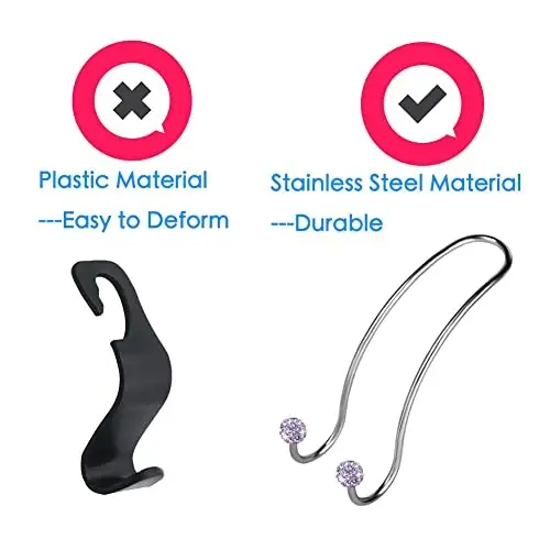 SAVORI Auto Hooks Bling Car Hangers Organizer Seat Headrest Hooks Strong and Durable Backseat Hanger Storage Universal for SUV Truck Vehicle 2 Pack (Light Purple) - 4
