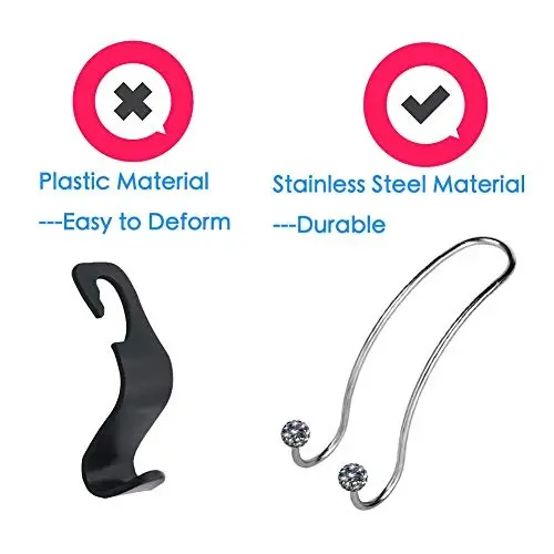 SAVORI Auto Hooks Bling Car Hangers Organizer Seat Headrest Hooks Strong and Durable Backseat Hanger Storage Universal for SUV Truck Vehicle 2 Pack (Gey) - 4