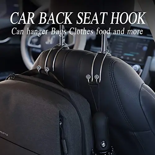 SAVORI Auto Hooks Bling Car Hangers Organizer Seat Headrest Hooks Strong and Durable Backseat Hanger Storage Universal for SUV Truck Vehicle 2 Pack (Gey) - 6