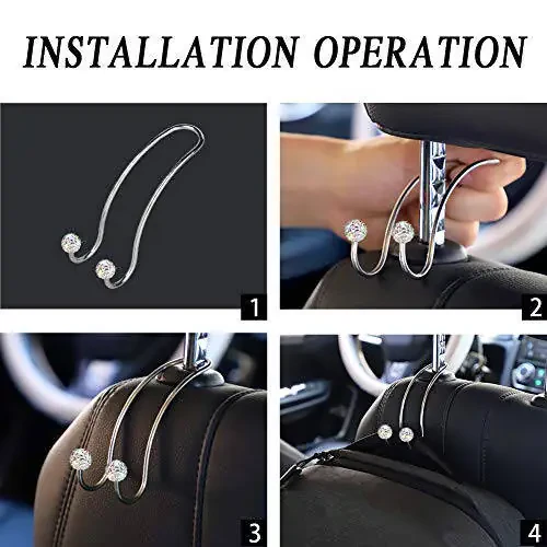 SAVORI Auto Hooks Bling Car Hangers Organizer Seat Headrest Hooks Strong and Durable Backseat Hanger Storage Universal for SUV Truck Vehicle 2 Pack (AB) - 5