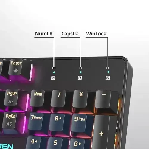 surmen Full Size Creamy Keyboard with Number Pad, 104 Keys RGB Wired Mechanical Gaming Keyboard Backlit with PBT Keycaps Linear Red Switch for Laptop Desktop PC Gamers（104 Blue Samurai） - 5