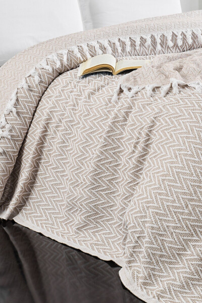 Sayina Model Beige Double Bed Blanket 1600gr. 200x230cm - 6