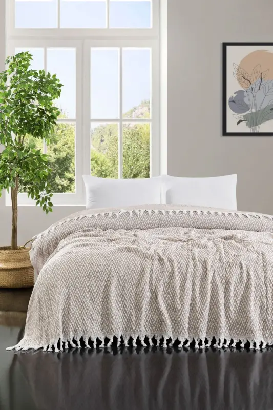 Sayina Model Bej Çift Kişilik Pike 1600gr. 200x230cm-Bej - 1