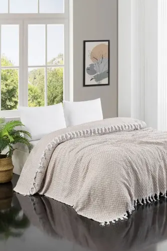 Sayina Model Bej Çift Kişilik Pike 1600gr. 200x230cm-Bej - 3