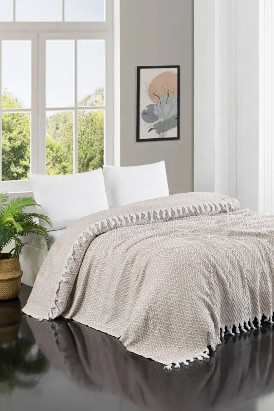 Sayina Model Bej Çift Kişilik Pike 1600gr. 200x230cm-Bej - 3