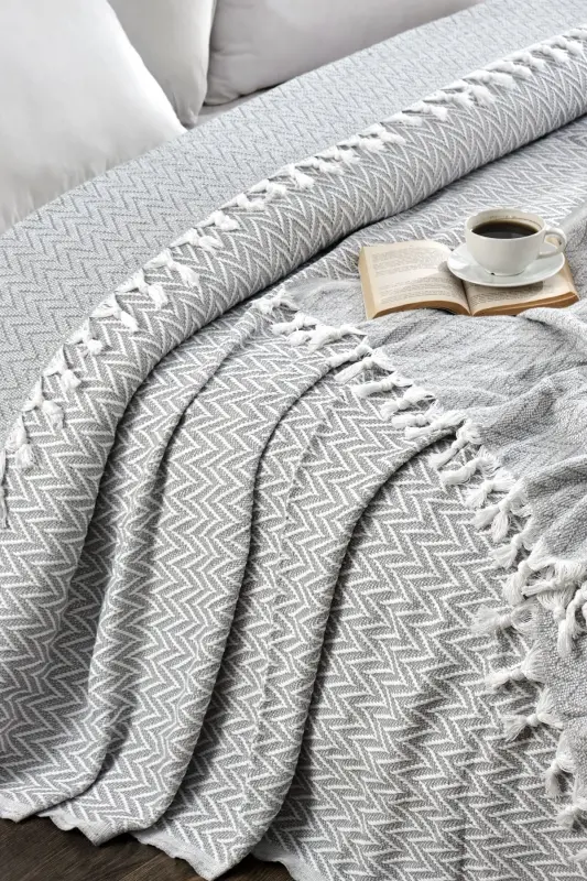 Sayina Model Gri Çift Kişilik Pike 1600gr. 200x230cm-Gri - 3