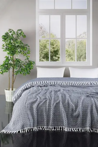 Sayina Model İndigo Çift Kişilik Pike 1600gr. 200x230cm-İndigo 