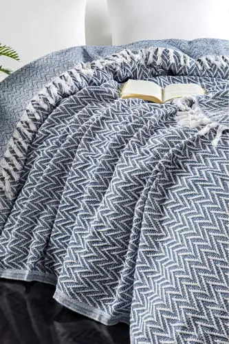 Sayina Model İndigo Çift Kişilik Pike 1600gr. 200x230cm-İndigo - 3