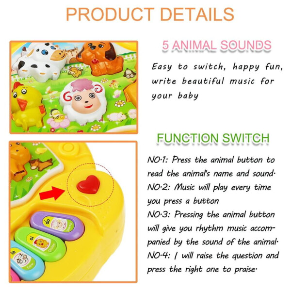 SAYLITA Musical Baby Toys 6 to 12 Months, Baby Piano Light Up Animal Musical Toys for Toddlers 1-3, Infant Kids Learning Toys for 1 Year Old Girl Boy, Baby Toys 12-18 Months Birthday Christmas Gifts - 16