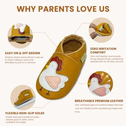SAYOYO Baby Shoes Soft Leather Sole Infant Toddler Prewalker Shoes - 2