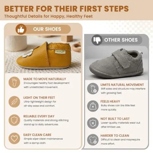 SAYOYO Baby Shoes Soft Leather Sole Infant Toddler Prewalker Shoes - 3