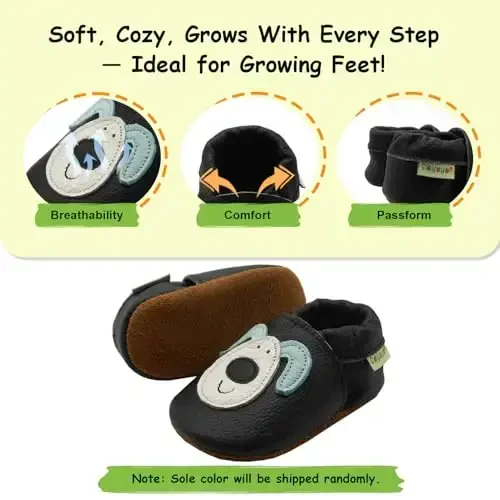 SAYOYO Baby Shoes Soft Leather Sole Infant Toddler Prewalker Shoes - 4