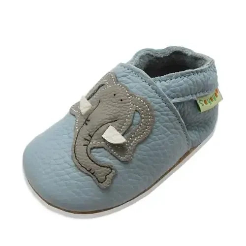 SAYOYO Baby Shoes Soft Leather Sole Infant Toddler Prewalker Shoes 