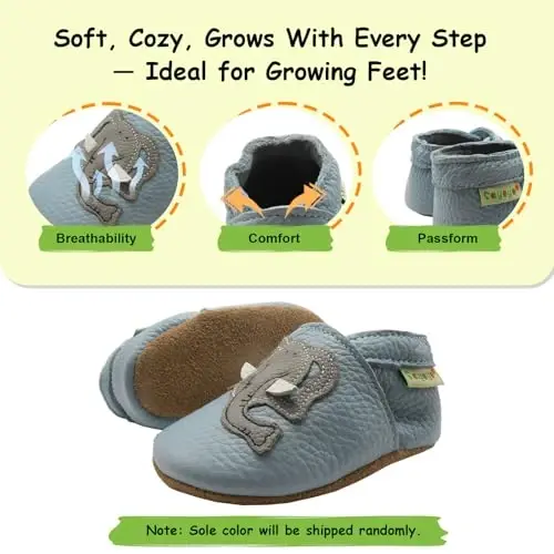 SAYOYO Baby Shoes Soft Leather Sole Infant Toddler Prewalker Shoes - 4