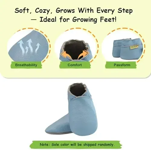 SAYOYO Baby Soft Sole Prewalkers Baby Toddler Shoes Leather Infant Shoes Dark Grey - 4