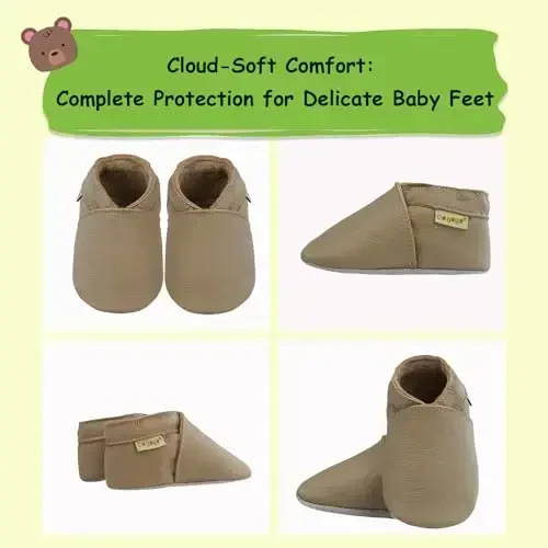 SAYOYO Baby Soft Sole Prewalkers Baby Toddler Shoes Leather Infant Shoes Dark Grey - 5