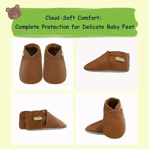 SAYOYO Baby Soft Sole Prewalkers Baby Toddler Shoes Leather Infant Shoes Dark Grey - 5