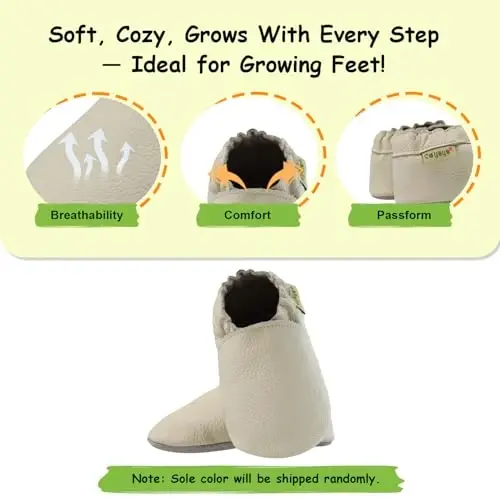 SAYOYO Baby Soft Sole Prewalkers Baby Toddler Shoes Leather Infant Shoes Dark Grey - 4